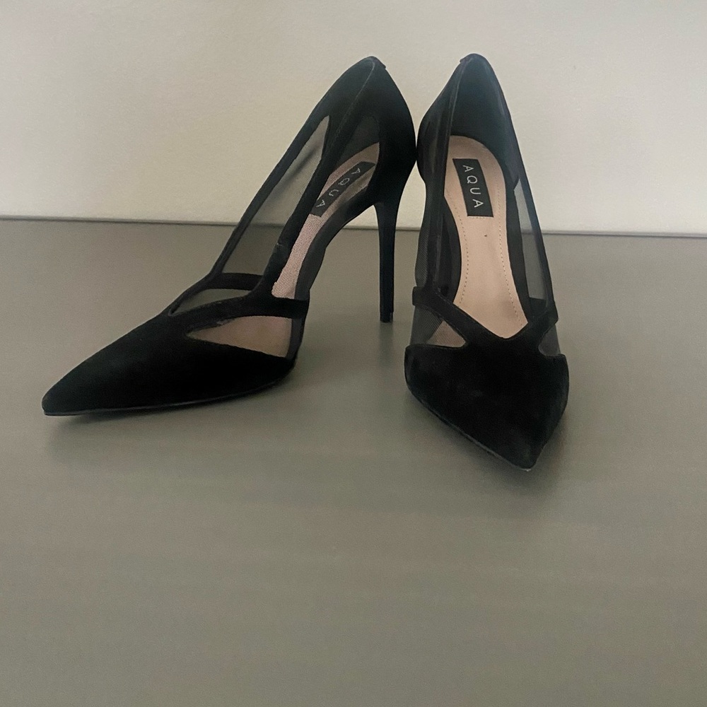 Aqua black high heels-beautiful, dressy and in excellent condition.